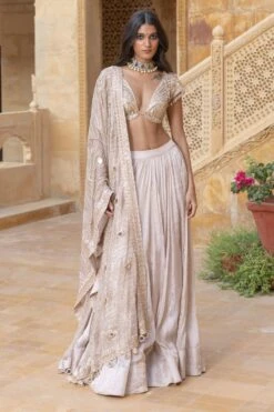 Arpita Mehta Beige Hand Embellished Skirt Set
