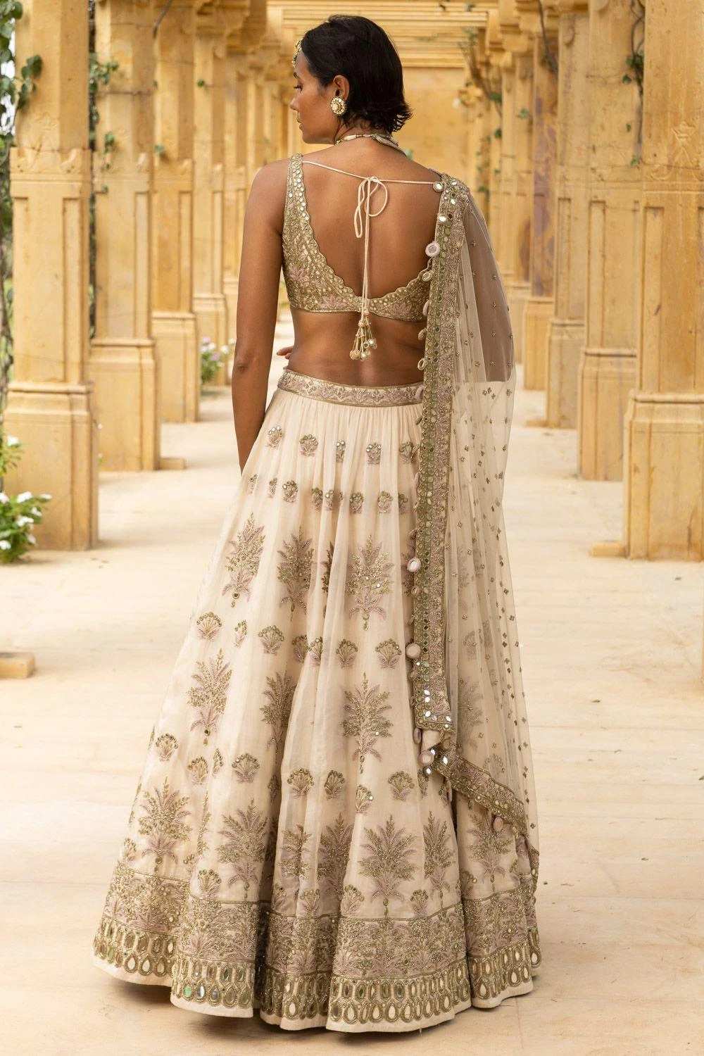 Arpita Mehta Gold Hand Embroidered Lehenga Set - Image 3