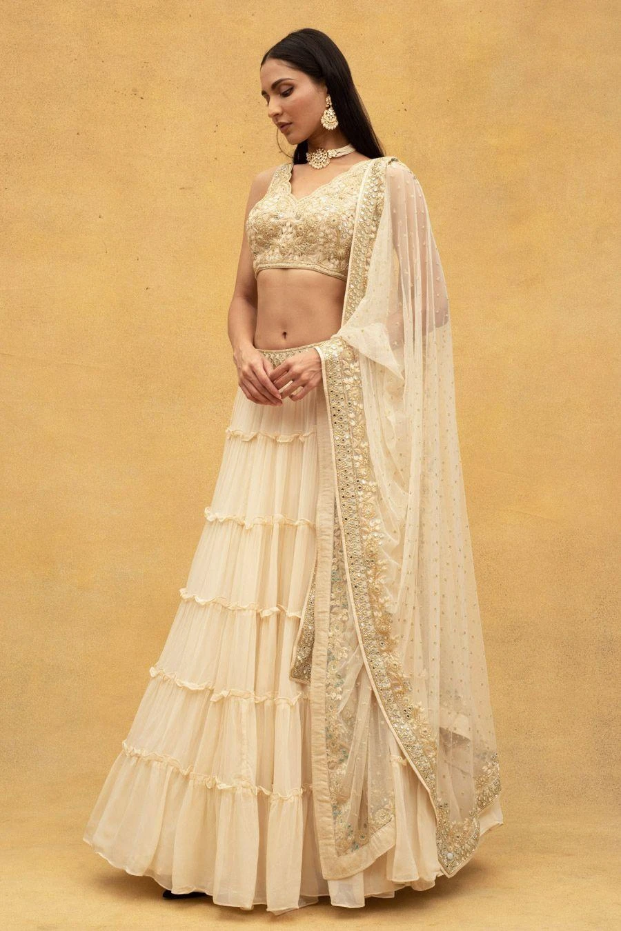 Arpita Mehta Ivory Embellished Lehenga Set - Image 3