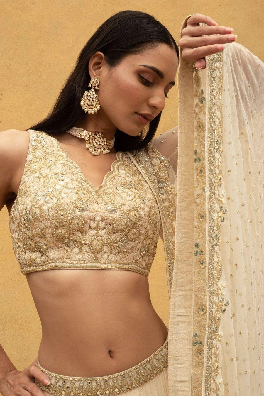 Arpita Mehta Ivory Embellished Lehenga Set - Image 4