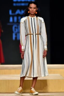 Bodice Ivory Multi-binded Midi Dress