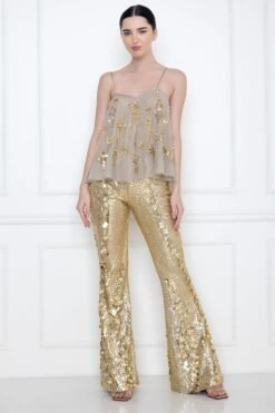 Dilnaz Grey Mirror Embellished Camisole