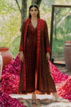 Pooja Keyur Brown Aari Embroidered Jumpsuit