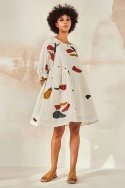 Khara Kapas Mosaic Printed Flounce Dress