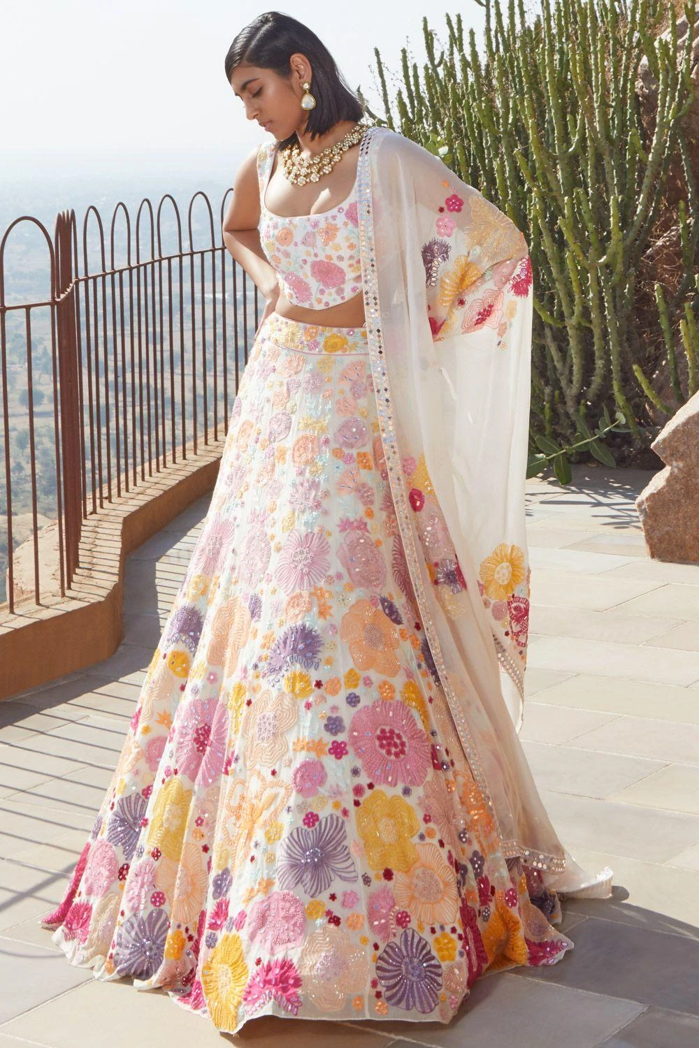 Mishru Ivory Iris Lehenga - Image 2