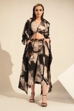 Nikita Mhaisalkar Black & White Stroke Printed Top