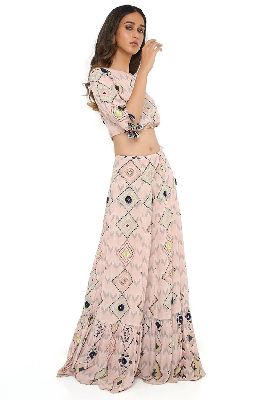 Payal Singhal Blush Diamond Printed Lehenga Set - Image 3