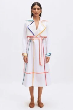 Kshitij Jalori Ivory Striped Trench Dress