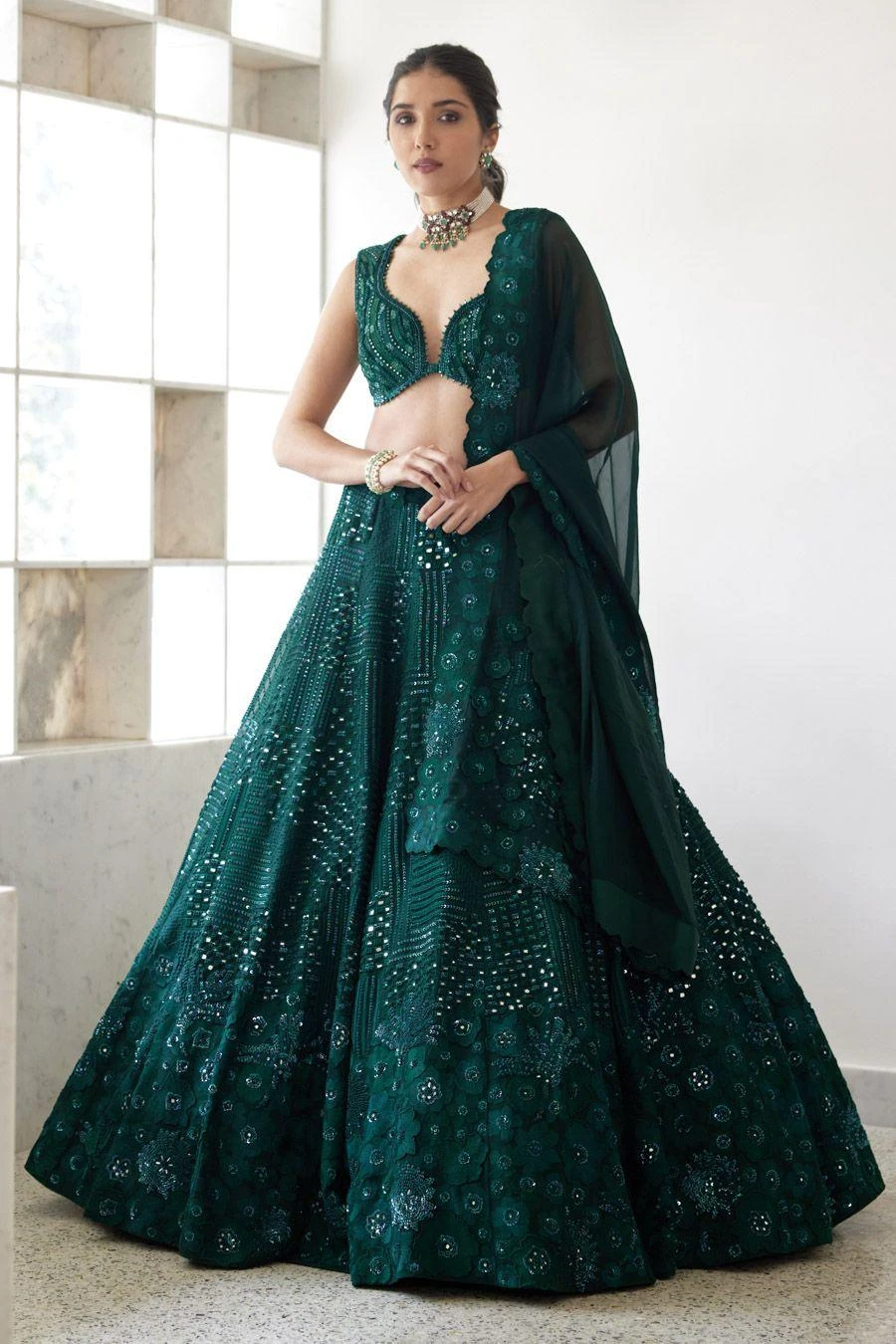 Mishru Green Zita Lehenga Set