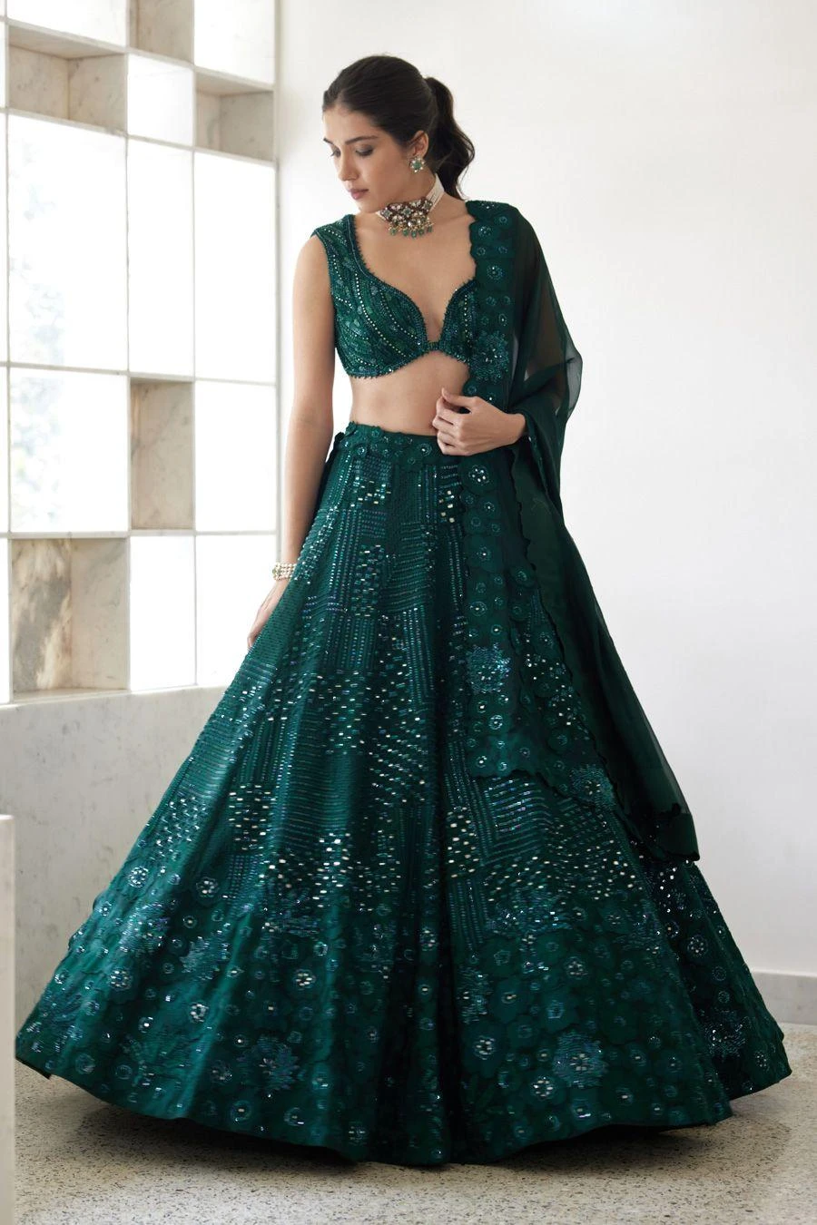 Mishru Green Zita Lehenga Set - Image 2