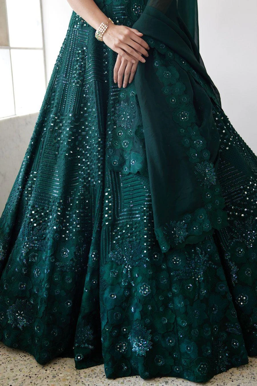 Mishru Green Zita Lehenga Set - Image 4