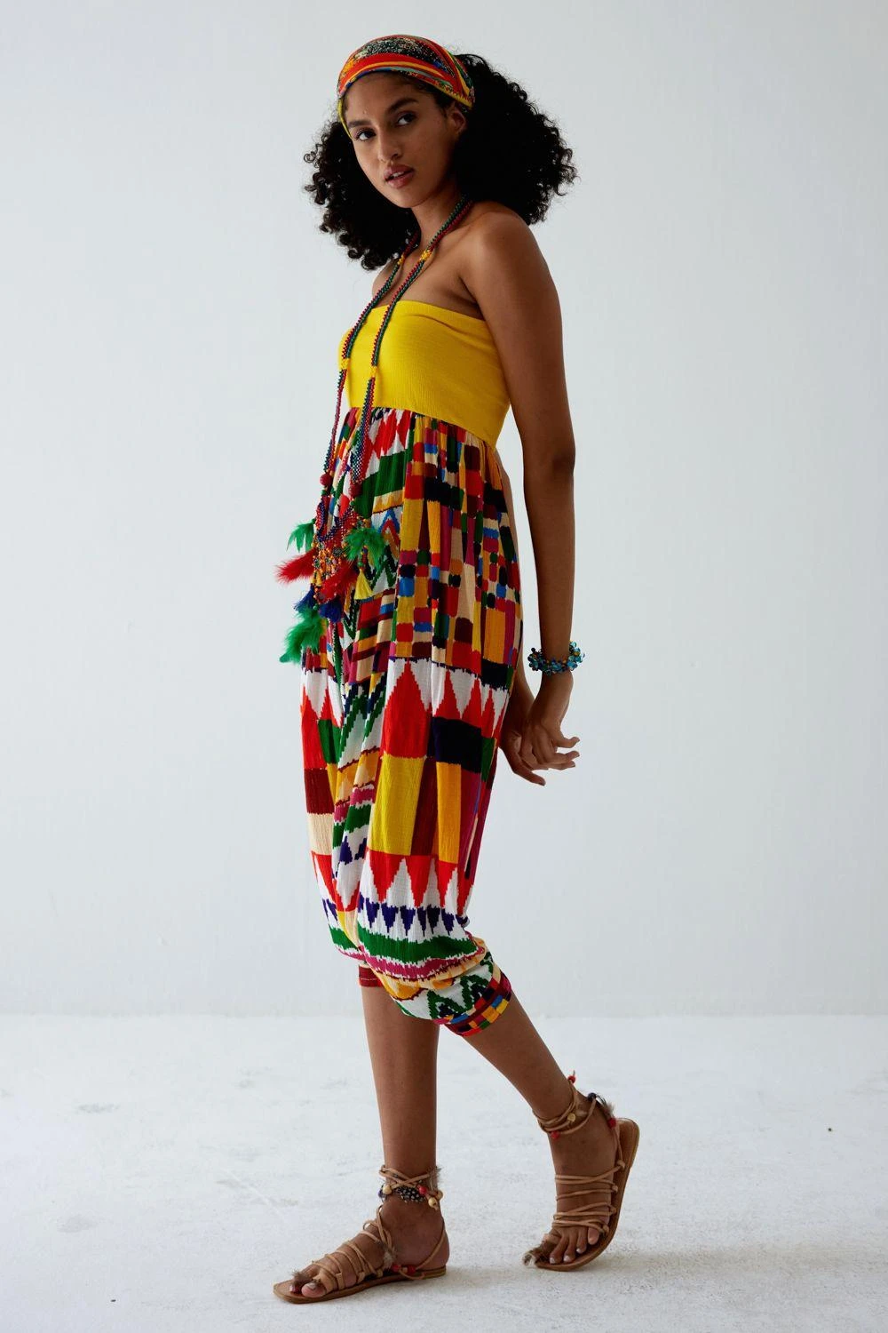 Payal Jain Yellow Abstract Printed Off Shoulder Jumpsuit - Image 2