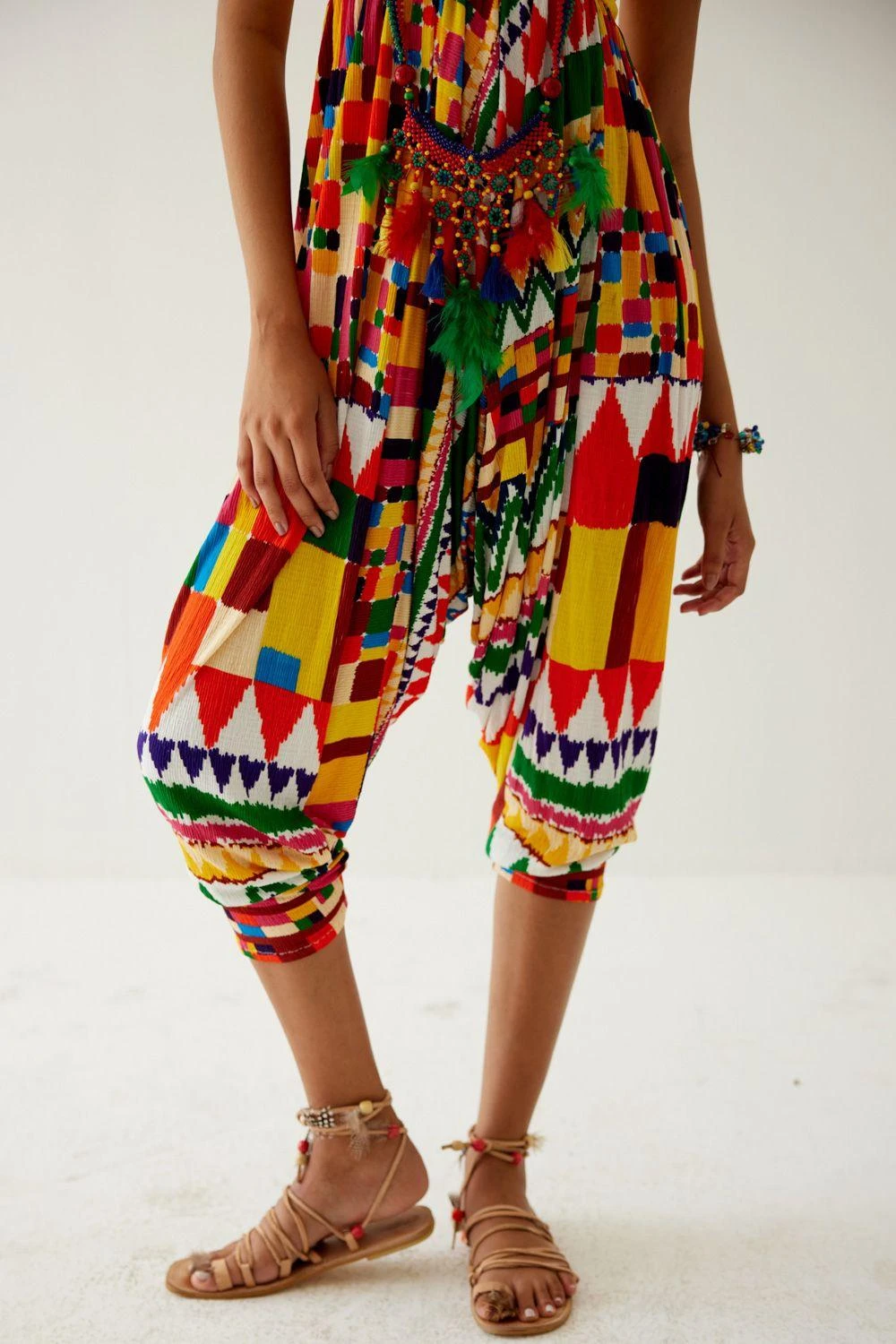 Payal Jain Yellow Abstract Printed Off Shoulder Jumpsuit - Image 3