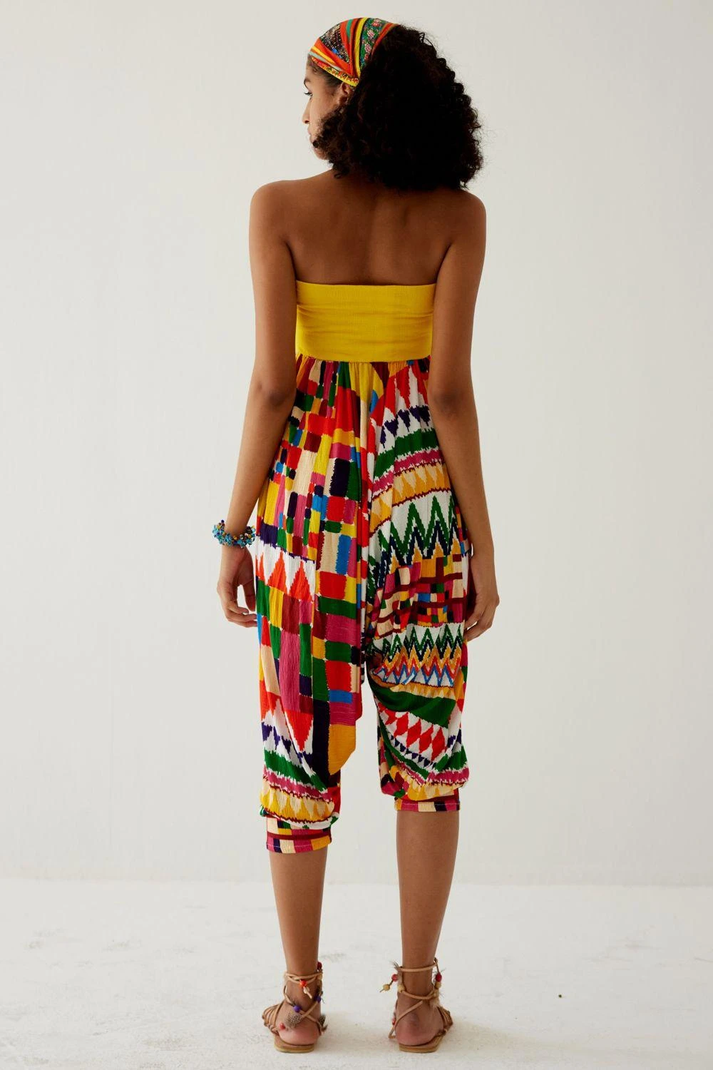 Payal Jain Yellow Abstract Printed Off Shoulder Jumpsuit - Image 4