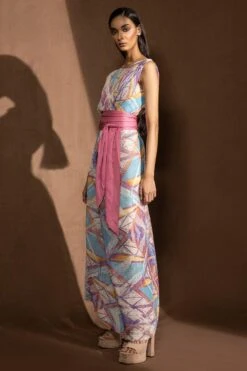 Abhishek Sharma Holographic Geometric Printed Dress