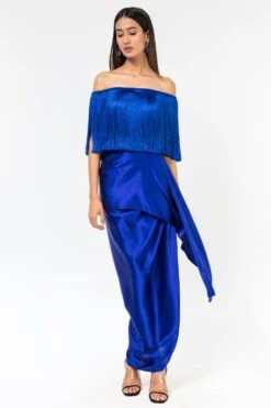 431-88 By Shweta Kapur Royal Blue Fringe Top