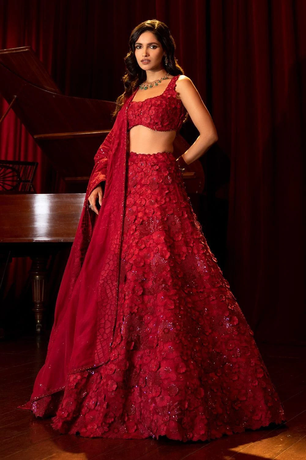 Mishru Red Lillian Lehenga Set