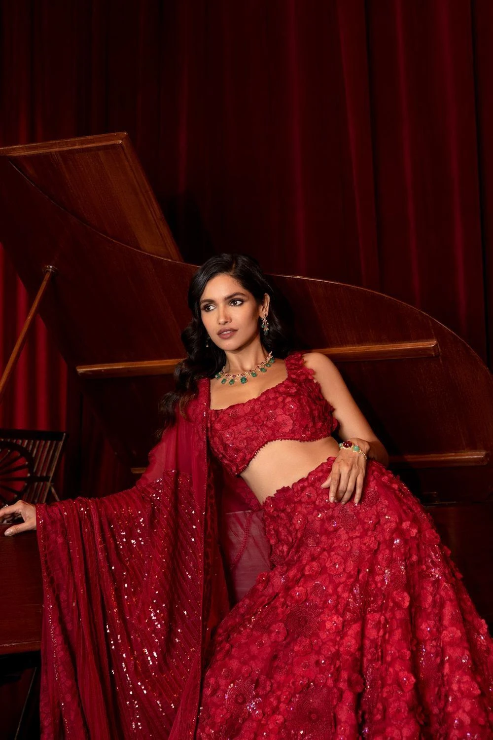 Mishru Red Lillian Lehenga Set - Image 3