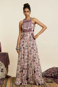 SVA Safar Merlot Jaal Printed Jumpsuit