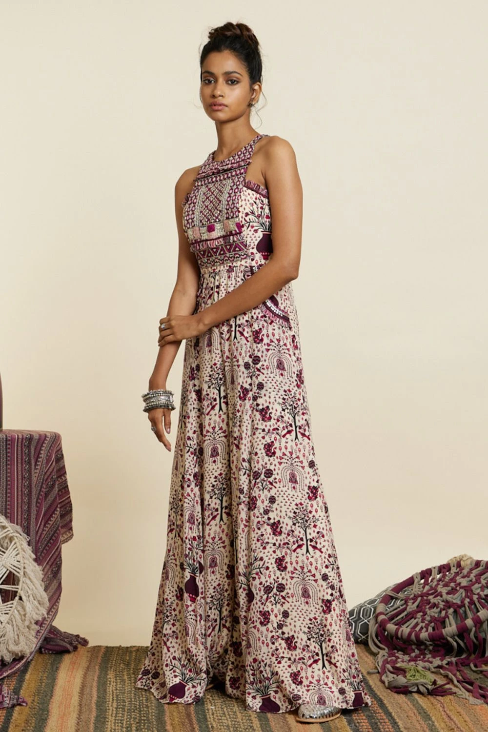 SVA Safar Merlot Jaal Printed Jumpsuit - Image 2