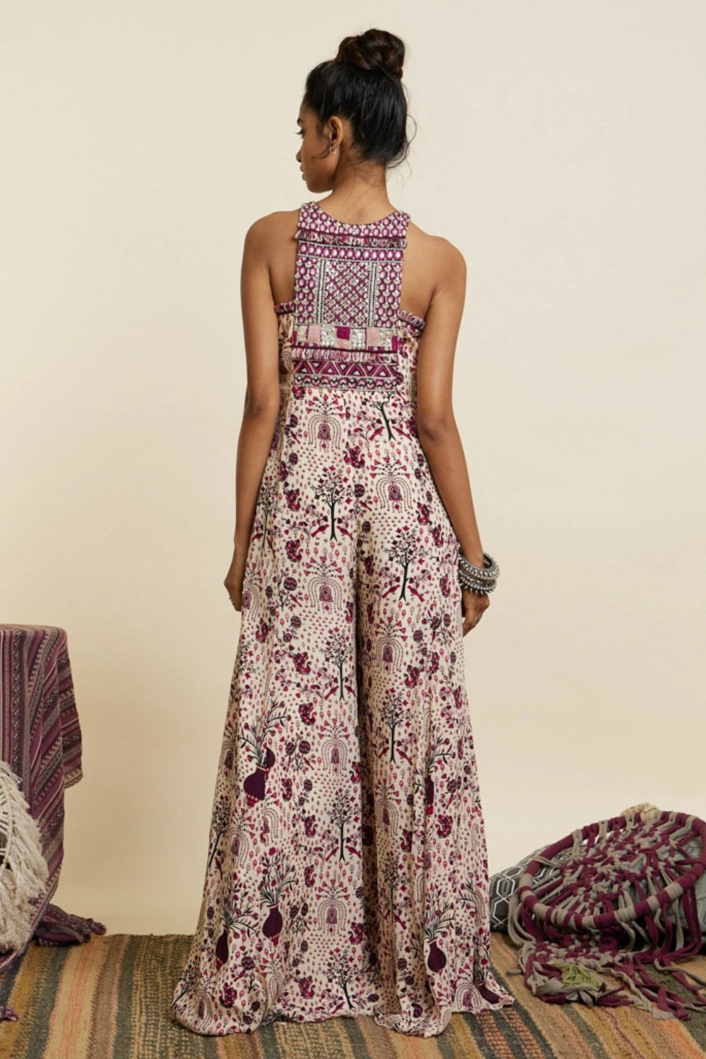 SVA Safar Merlot Jaal Printed Jumpsuit - Image 5