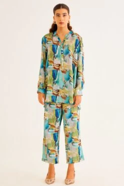 NORN Blue Brushstroke Printed Day Shirt