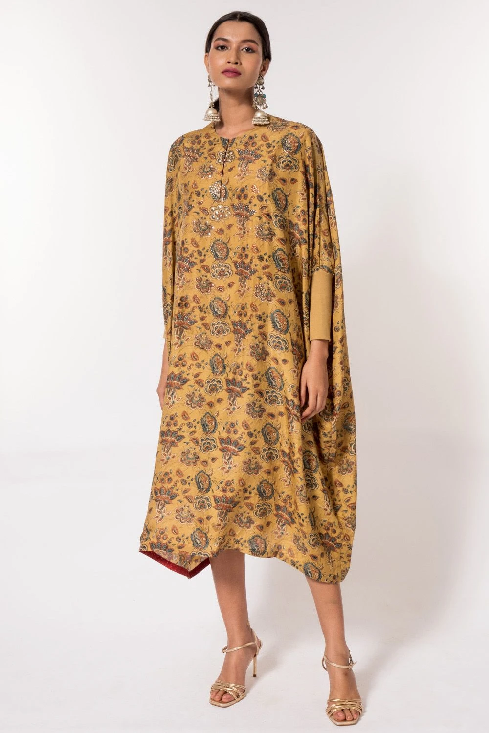 Divya Sheth Mustard Hand-block Printed Kaftan