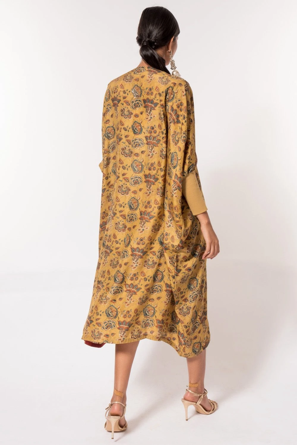 Divya Sheth Mustard Hand-block Printed Kaftan - Image 5