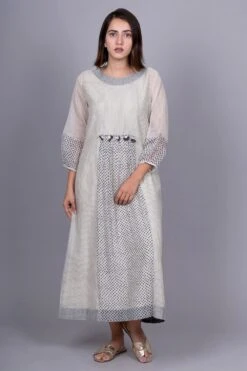 Meghna Panchmatia Grey Bandhani Printed Dress