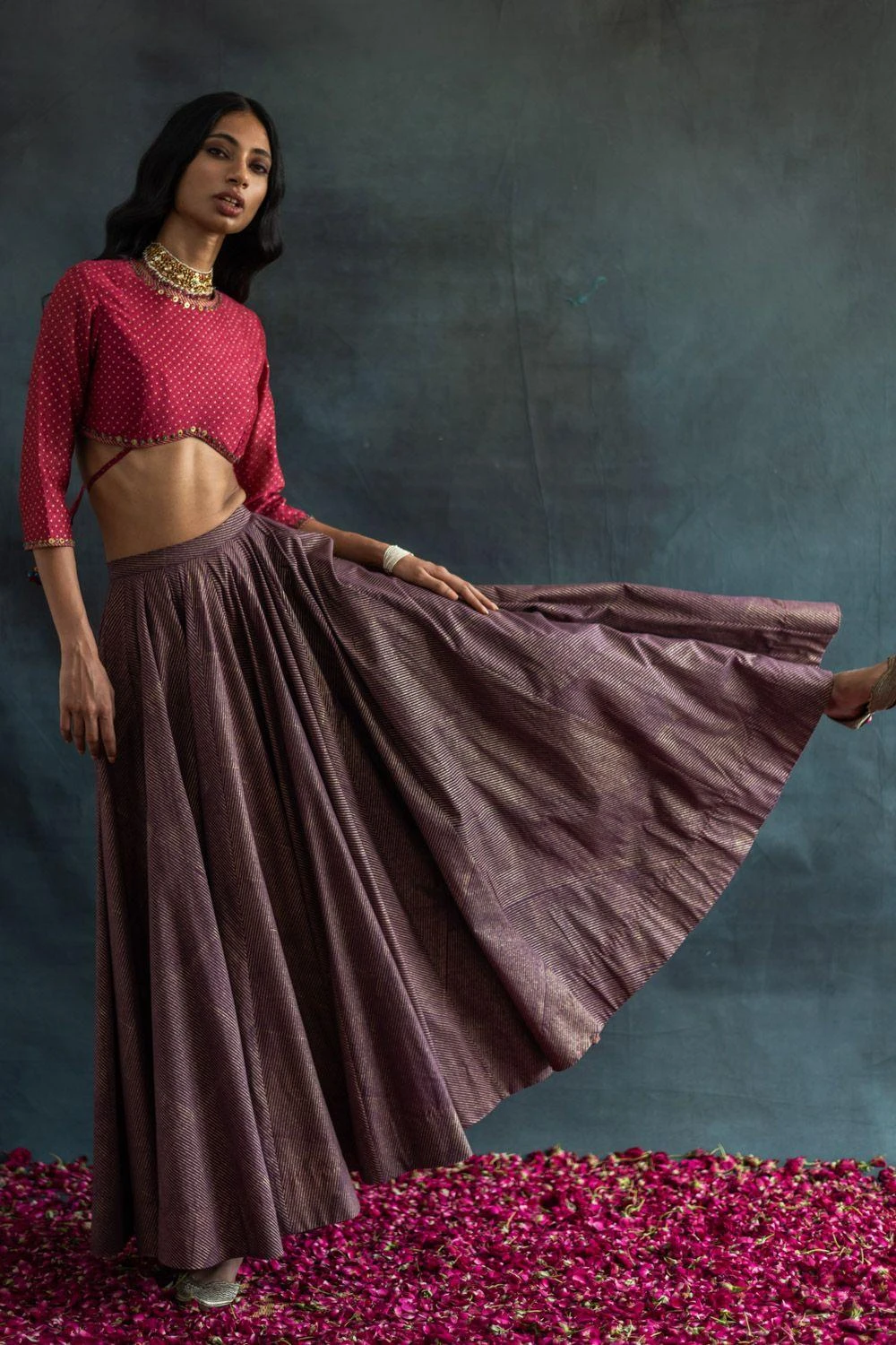 Swatti Kapoor Dahlia Pink Chanderi Blouse - Image 3