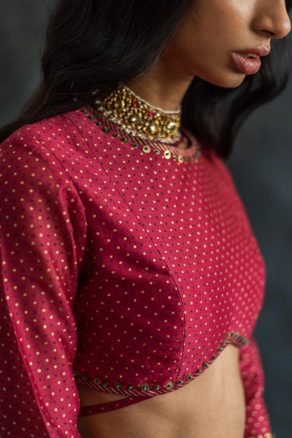 Swatti Kapoor Dahlia Pink Chanderi Blouse - Image 4