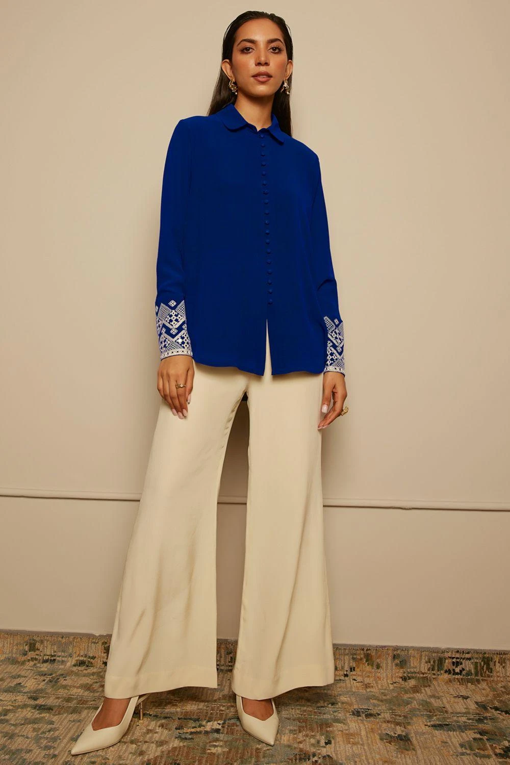 PATINE Electric Blue Silk Georgette Shirt