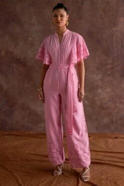 Sakshi Khetterpal Candy Pink Floral Embellished Jumpsuit