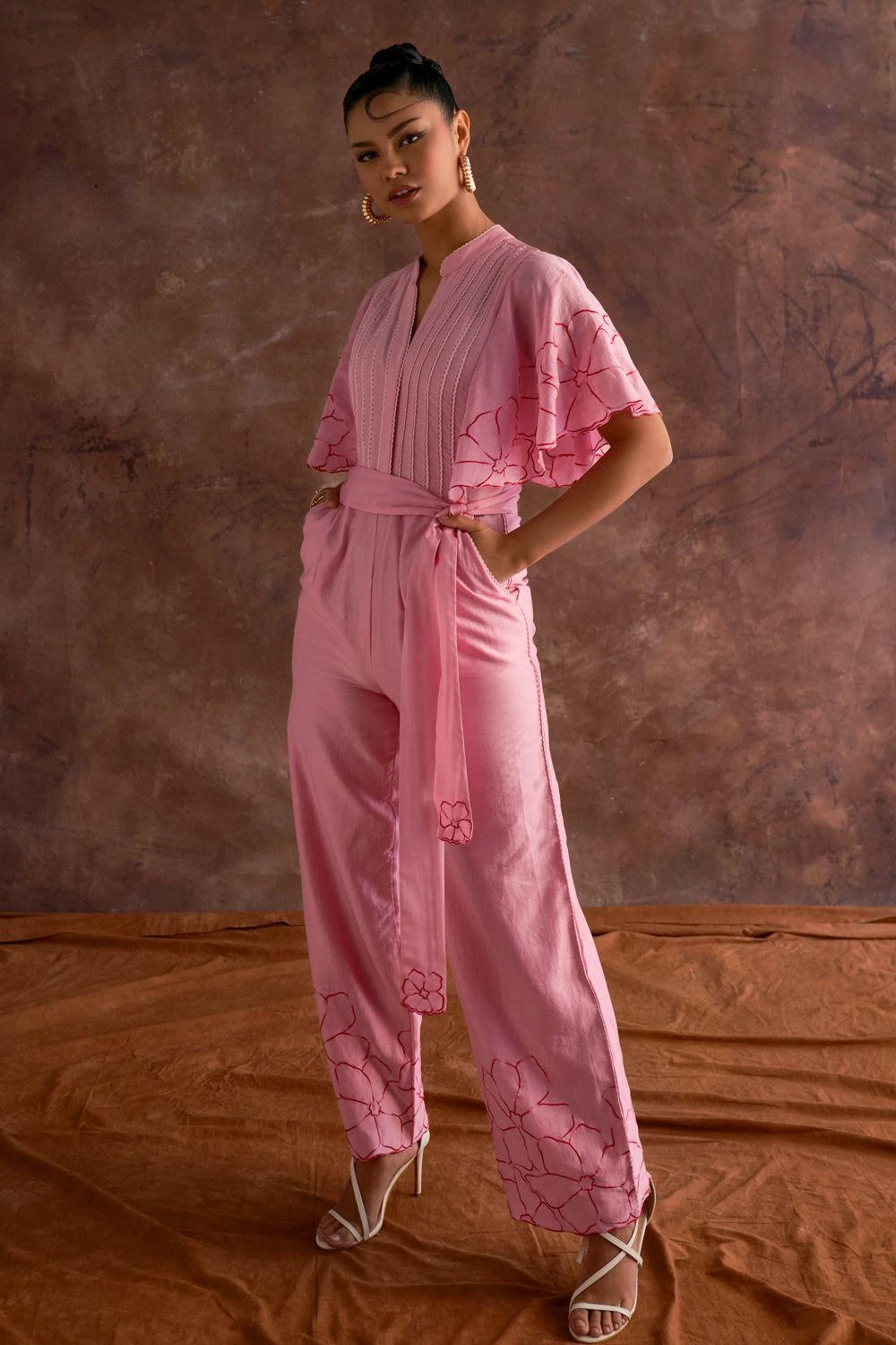 Sakshi Khetterpal Candy Pink Floral Embellished Jumpsuit - Image 2