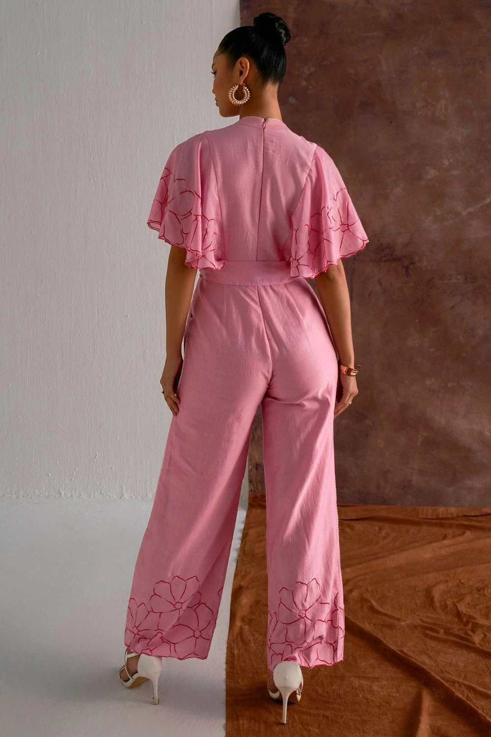Sakshi Khetterpal Candy Pink Floral Embellished Jumpsuit - Image 4