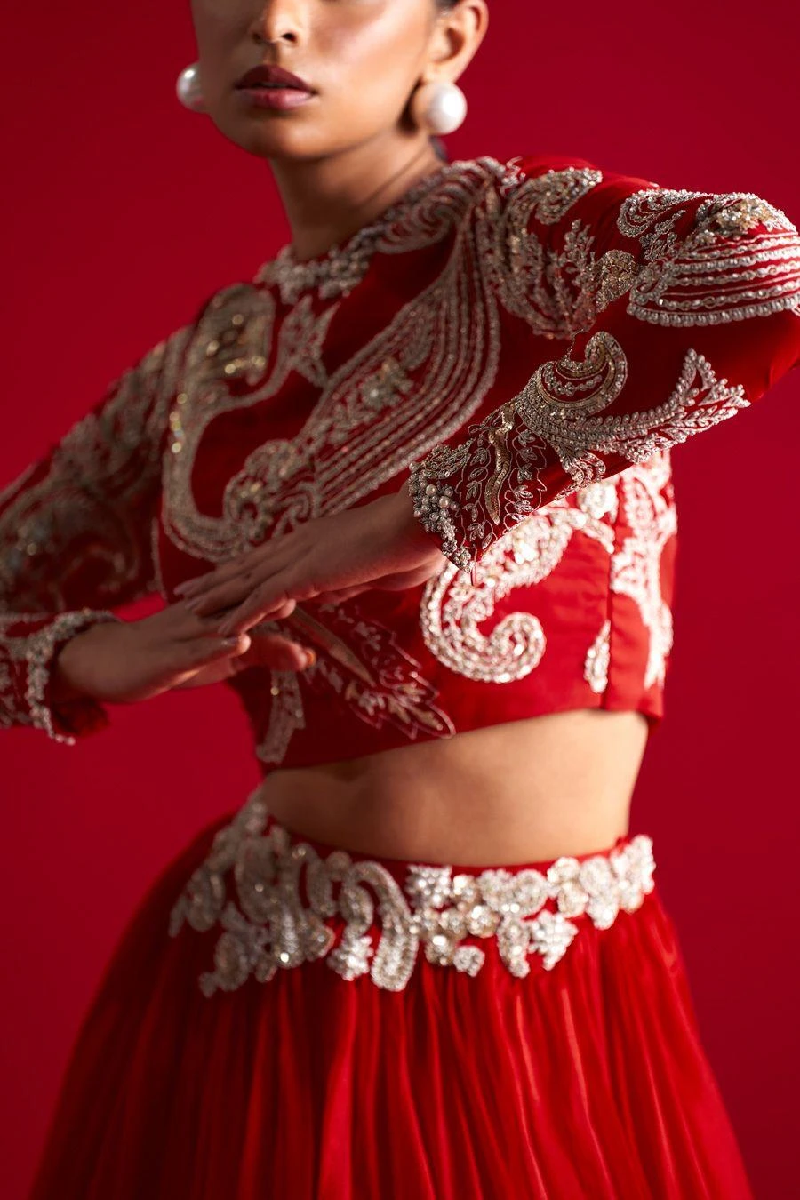 Bhumika Sharma Red Ambi Printed Lehenga Set - Image 2