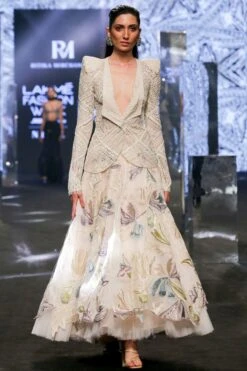 Ritika Mirchandani Ivory Geometric Embellished Lehenga Set