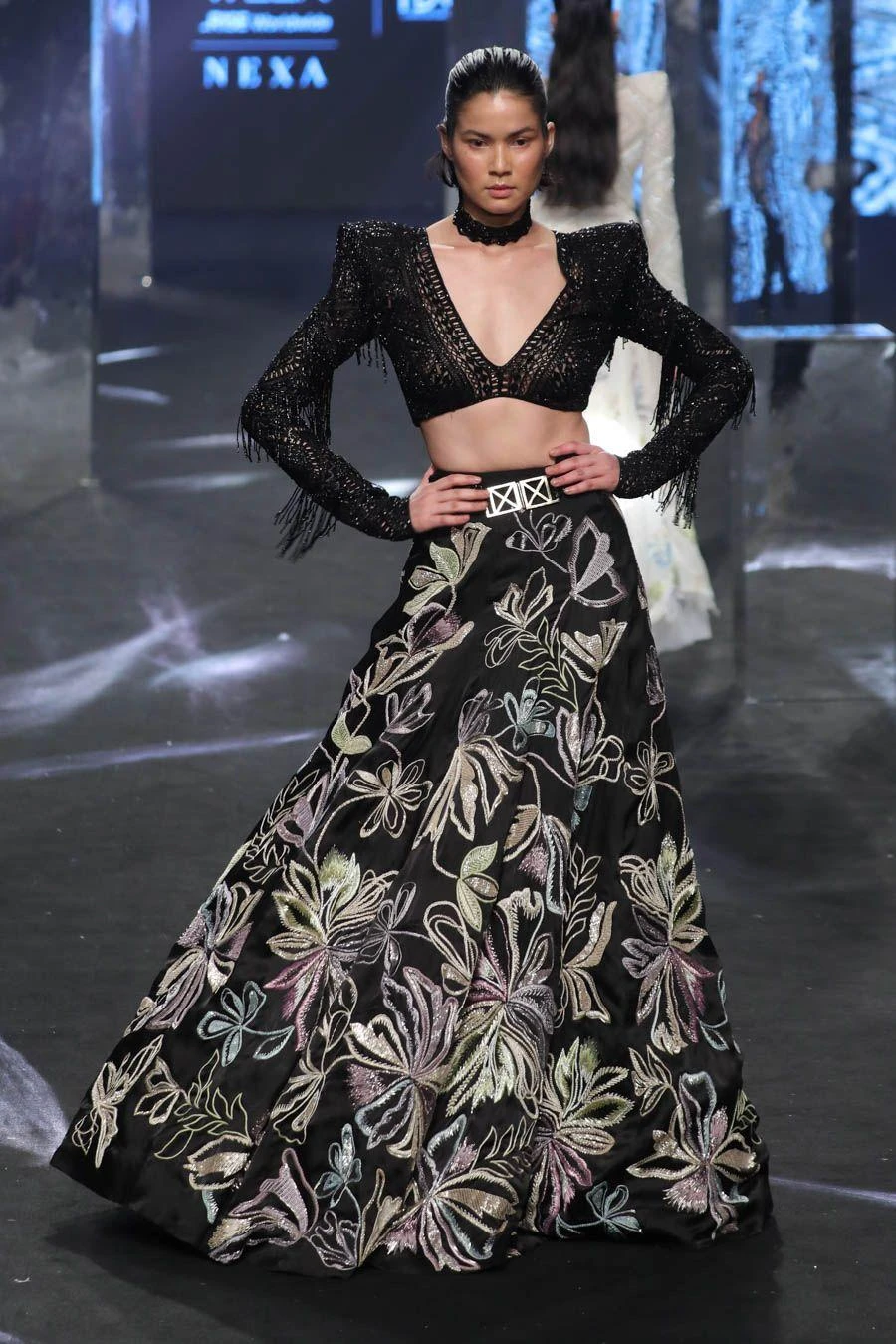 Ritika Mirchandani Black Geometric Embellished Lehenga Set - Image 2