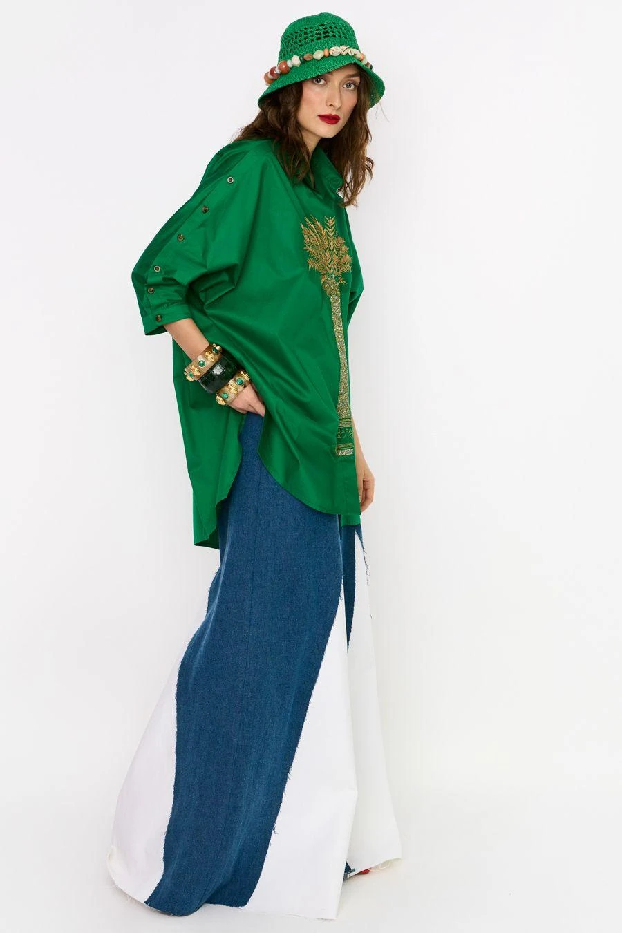 Rara Avis Green Palm Embellished Shirt - Image 2