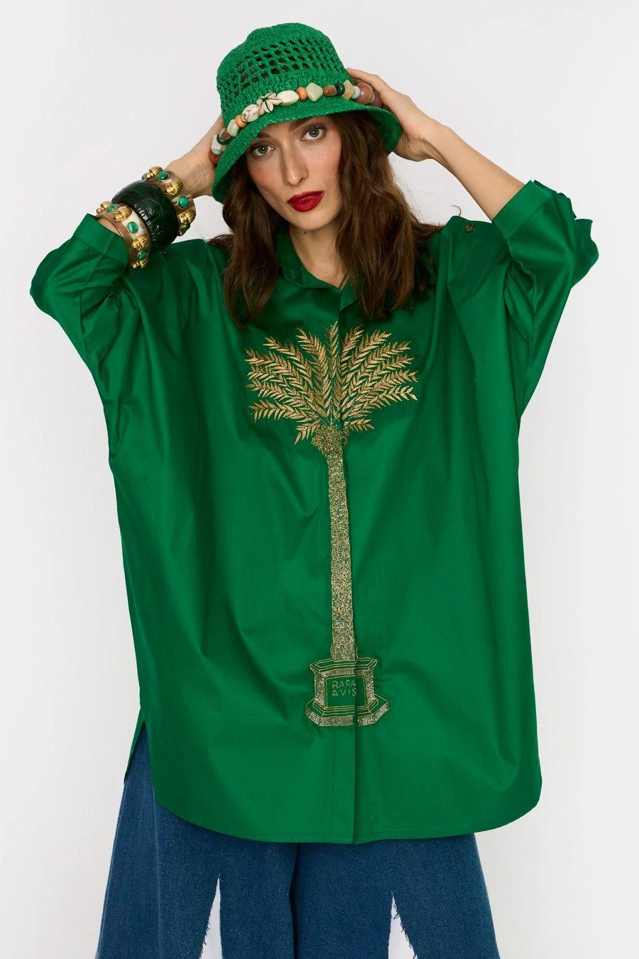 Rara Avis Green Palm Embellished Shirt - Image 3