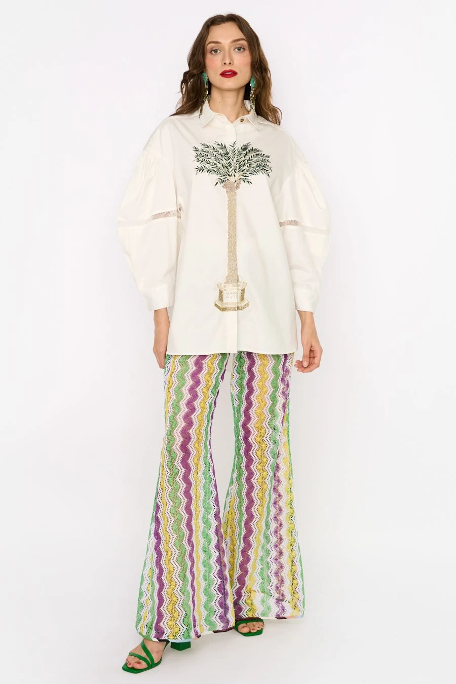 Rara Avis Ivory Dropped Shoulder Hand Embellished Shirt