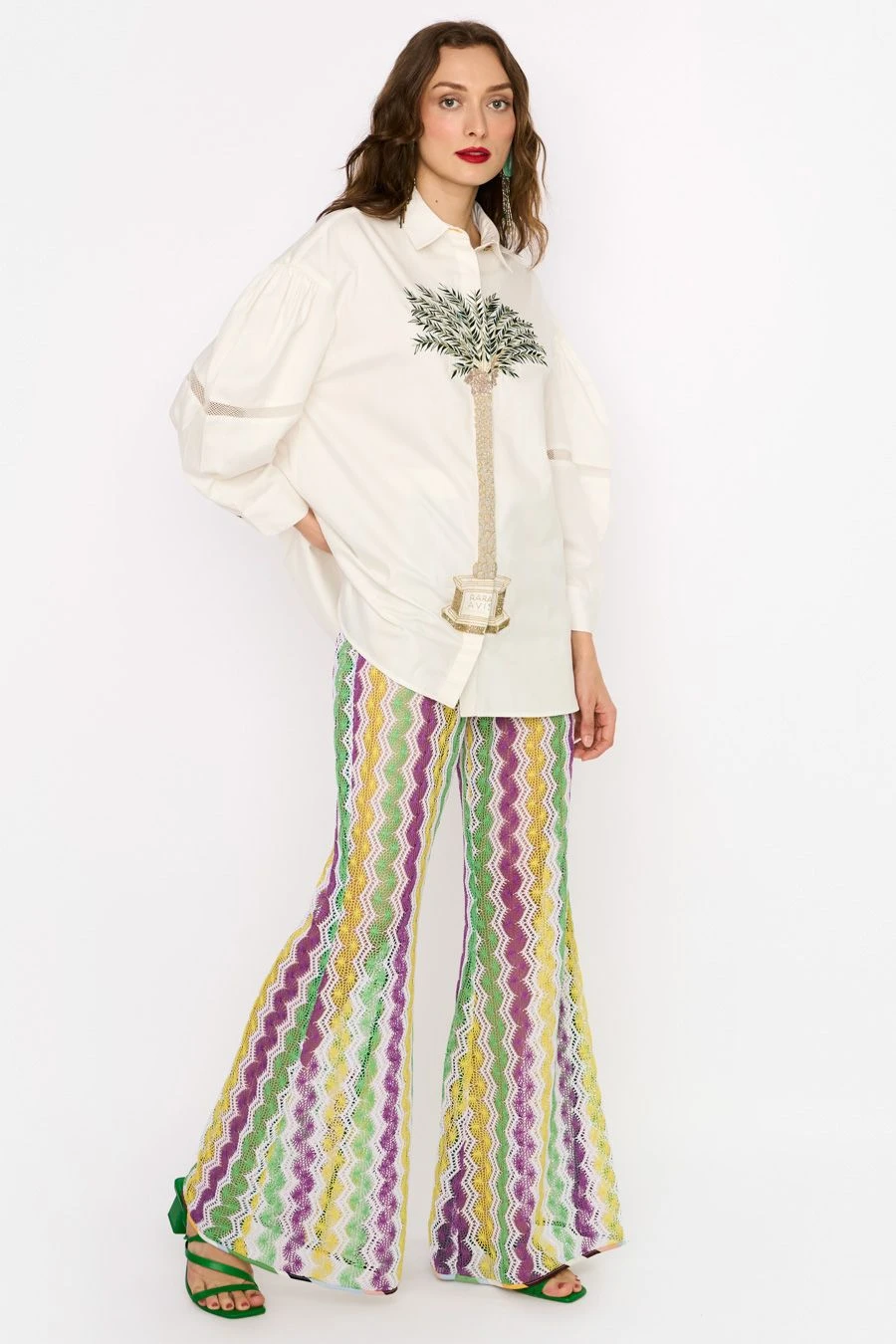 Rara Avis Ivory Dropped Shoulder Hand Embellished Shirt - Image 2