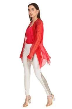 Rohit Gandhi + Rahul Khanna Red Embroidered Top With A Belt