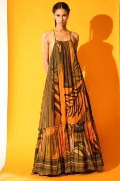 Nikita Mhaisalkar Tropical Mustard Printed Maxi Dress