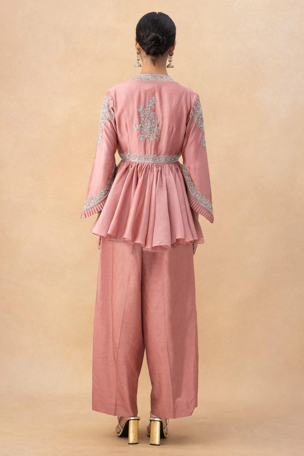 Jayanti Reddy Peach Zardosi Embellished Top - Image 5