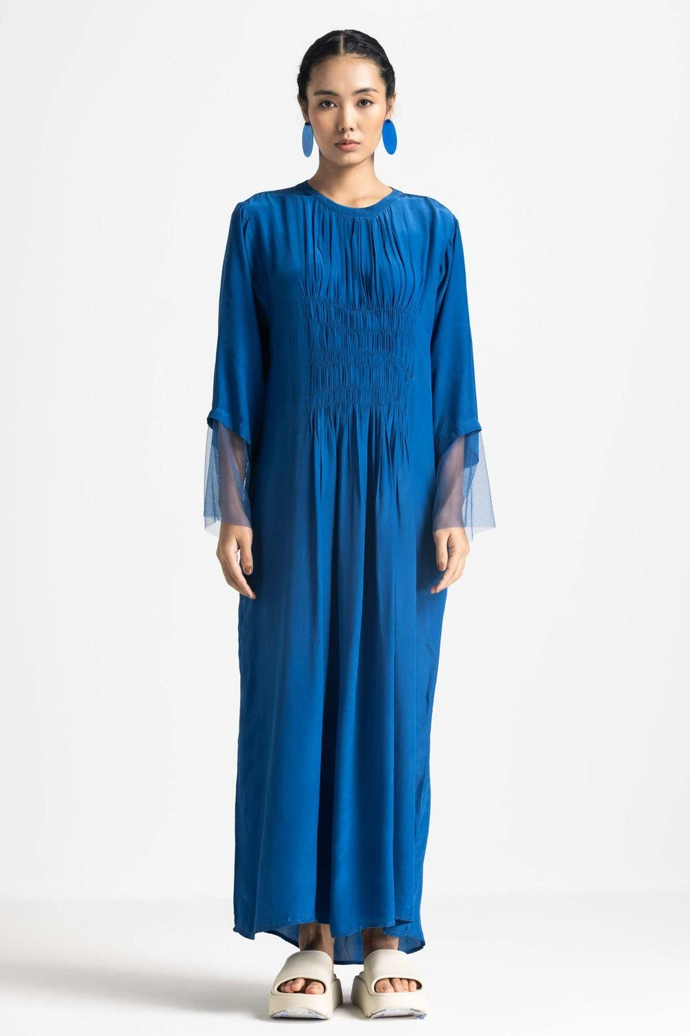 Three Electric Blue Smocked Dress - Image 2