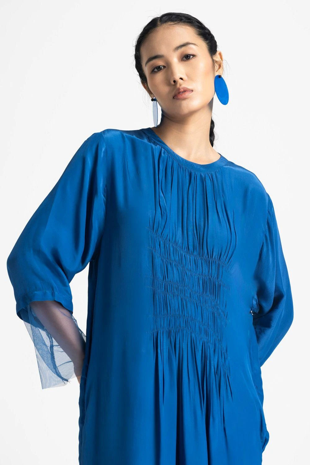 Three Electric Blue Smocked Dress - Image 5