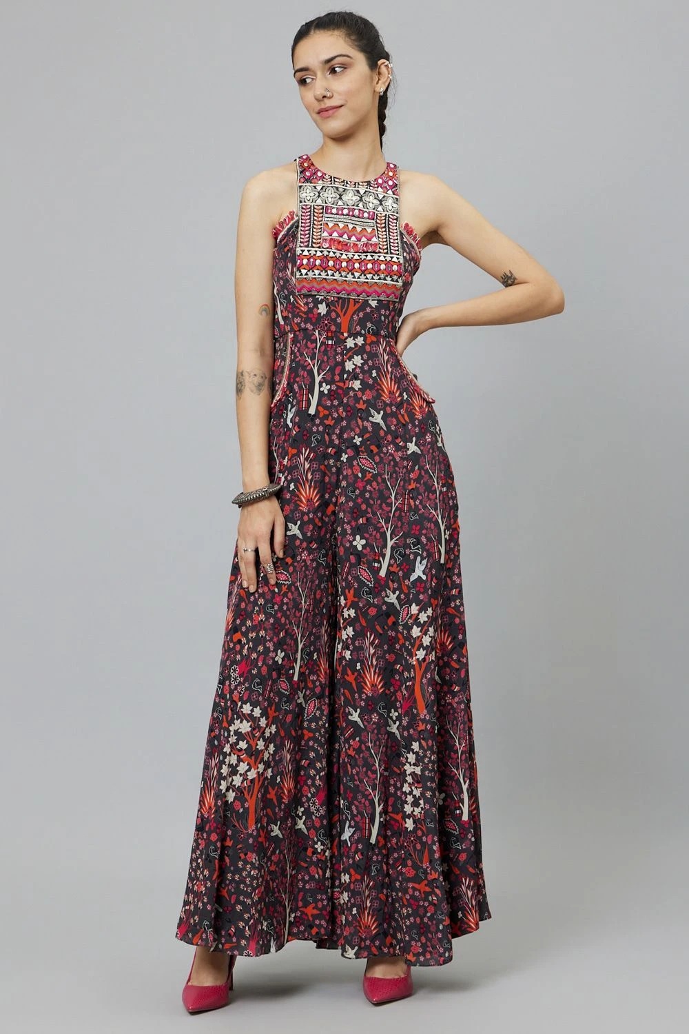 SVA Grey Abstract Printed Jumpsuit