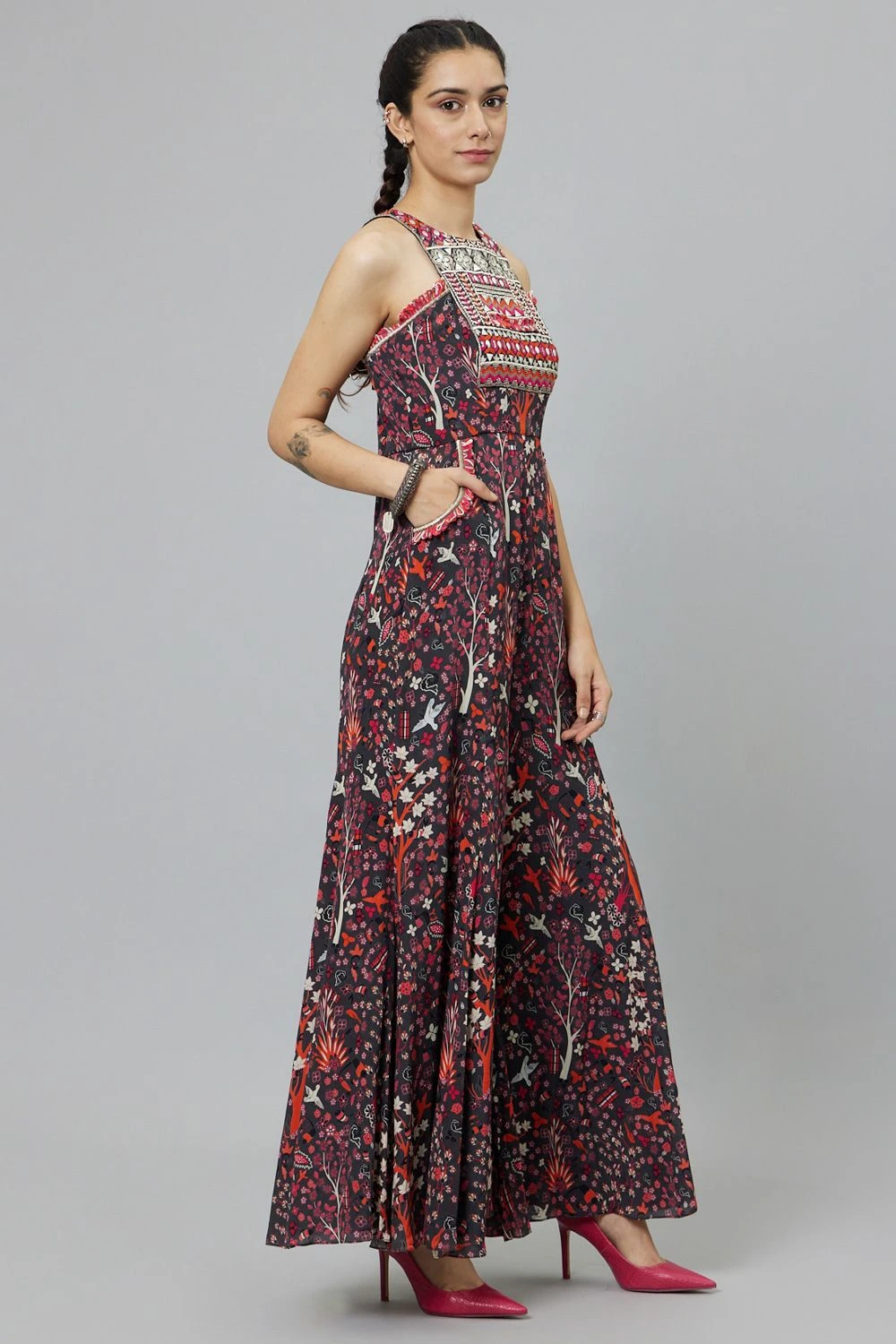 SVA Grey Abstract Printed Jumpsuit - Image 3