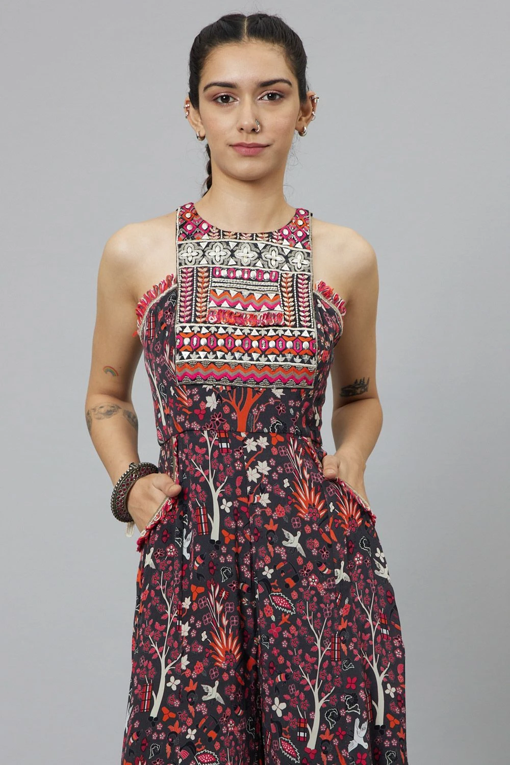 SVA Grey Abstract Printed Jumpsuit - Image 4